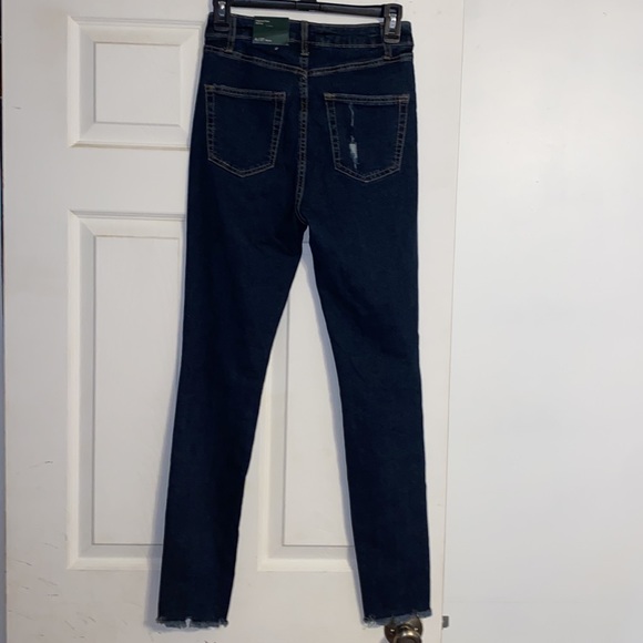 Wild Fable Blue Highest Rise Distressed Raw Hem Skinny Jeans NWT - Picture 4 of 14